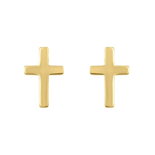 Cross Stud Earrings in .925 Sterling Silver Plated Rhodium and in 18K Gold Plated I Religious Small Earrings for men and women 0.4 x 0.2 inch I Hypoallergenic Earrings I Gift for Women Men2