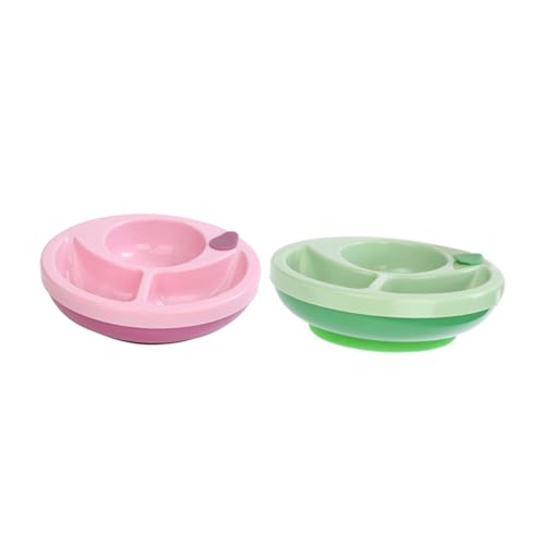VANZACK 2Pcs Suction Bowls Insulated Divided Bowls with Non Slip Base for Home Picnic and Travel Durable Plastic