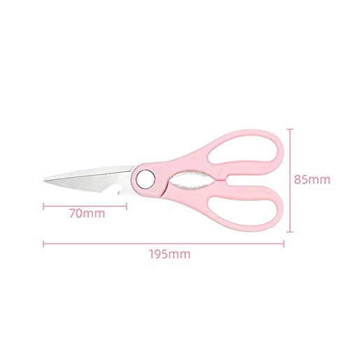 Tijeras para ensalada Tijeras para cocinar con abrebotellas, multifunción, cortar chuletas de pollo, verduras y pollo, etc, Color: rosa