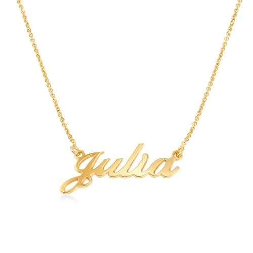 Personalized Hollywood Small Nameplate Necklace - Upgrade with 0.02ct or 0.05ct Diamond