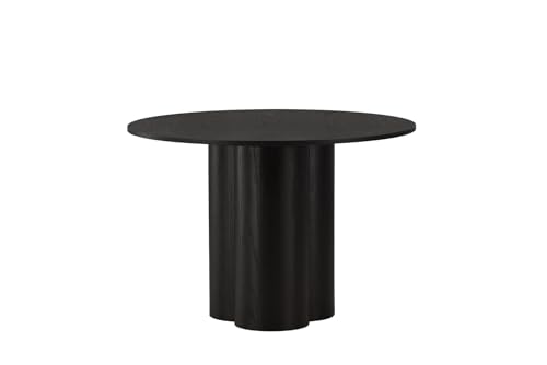 FURNLUX Olivia - Mesa de comedor (110 x 110 x 75 cm, tablero de fibra de densidad media con chapa, diseño escandinavo, mesa redonda, 58 kg), color negro