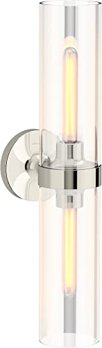 Image of Kohler 27263-SC02-SNL Purist Bathroom Vanity Fixture, Wall Sconce Lighting, UL Listed, 2, Polished Nickel