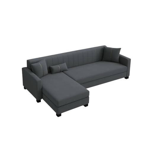 Image of SOCOZI Almeria 5 Seater LHS L Shape Sofa Set | Soft Velvet Suede Fabric | Modern Design | Plush Comfort Cushions for Living Room (Dark Grey)