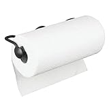 mDesign Versatile Metal Wall Mount Paper Towel Holder & Dispenser, Mounts to Walls or Under Cabinets - for Kitchen, Pantry, Utility Room, Laundry and Garage Storage - 2 Piece Design - Black