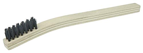 Image of Weiler 44637 0.012 inch Wire Size, 7-1 /2 inch X 1 /2 inch Block Size, 3 X 7 No. Of Rows, Straight Black Nylon Fill, Wood Block, Small Hand Scratch Brush