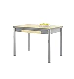 Mesa alas cocina beig ASTIMESA Alas Cristal Mesa de Cocina, Metal, Beig, 90x50cm