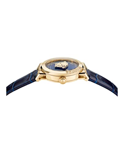 Versace Medusa Infinite Collection Luxury Womens Watch Timepieces with a Blue Strap and Dial Featuring a IP Yellow Gold Case2