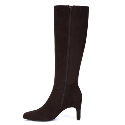 Athlefit Knee High Boots for Women Square Toe Chunky Heeled Tall Boots with Side Zipper2