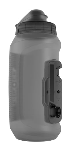 Fidlock TWIST bottle 750 compact + bike base – 750 ml Fahrrad Trinkflasche mit magnet-mechanischem Flaschenhaltersystem, inkl. Halterung, BPA-frei & spülmaschinengeeignet, Farbe Smoke 2
