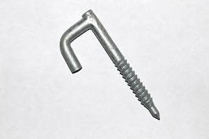Screw J-Hook Lag Bolt 3/8" x 4" Inch Poleline Drop Galvanized Steel Lag Bolt Screw Antenna Support Galvanized J-Hook Screw, Heavy Duty Outdoor Structural Support