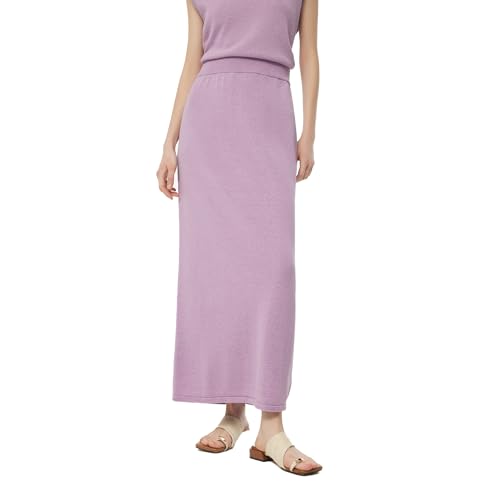 Women Long Skirts High Waist Linen Cotton Blend A-line Skirt Beach Vacation Knit Dress