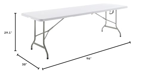 Image of BTEXPERT Set of 10, 8 Foot Plastic Folding Table Portable 96 inch Long Table for Indoor Outdoor Events Banquet Dining Party Rectangular Carrying Handle 30 inch Wide, 29 inch High White