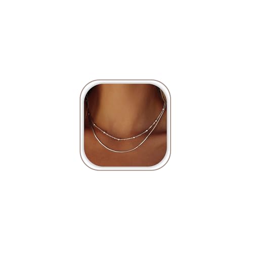 Image of Freekiss Layered Necklace Set for Women Stackable | Herringbone Snake Cuban Rope Chain, Dainty Choker, Layered Stackable, Non Tarnish, Hypoallergenic, Adjustable 14-18.5 inch