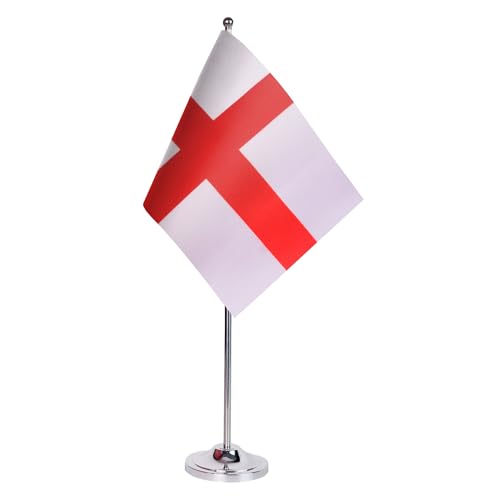 AZ FLAG - Drapeau De Table Angleterre Prestige - Drapeau Anglais De Bureau En Satin Avec Hampe De 30cm Et Socle En Métal - 22x15 cm