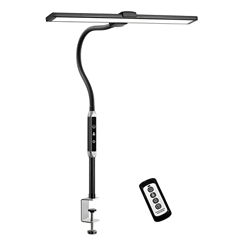 デスクライト Kiyoraito LEDスタンドライト クランプ付き 高演色性RA90 5段階調色 無段階調光 目に優しい タイマー機能 無線リモコン搭載 省エネ 電気スタンド 卓上ライト 黒い 1枚目
