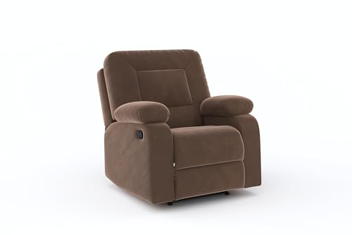 Image of Amazon Brand - Solimo Elysium | Single Seater Sofa Recliner | Manual Recliner (Velvet Brown)