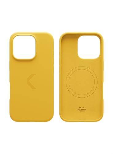 COMMO Shield Case for Apple iPhone 16 Pro with Wireless Charging & MagSafe ring | Soft Touch Silicone Cover Microfiber lining | Waterproof Fade Resistant Lightweight Magnetic | Yellow