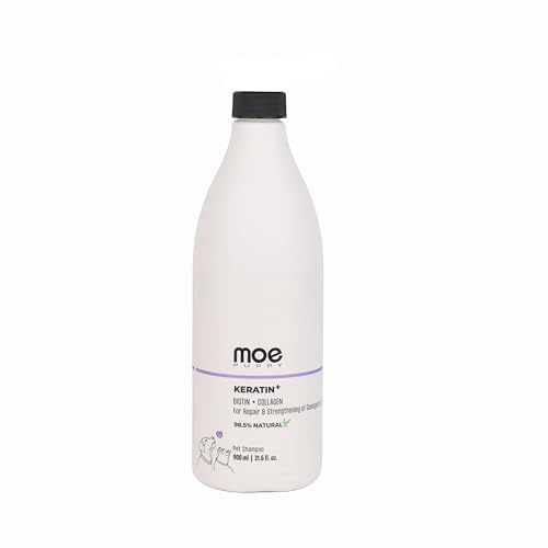 Moe Keratin Plus Pet Shampoo for Repair and Strengthening Damaged Fur| Natural Pet Shampoo Made with Plant Based Ingredients | Sulfate & Paraben Free pH Balanced for Pets (900 ML)