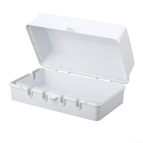 Besttoolifes Caja de regleta de alimentación impermeable para exteriores, ABS blanco, caja eléctrica de 6 tomas, gran capacidad, resistente a la lluvia, puerto de drenaje rápido, uso seguro de