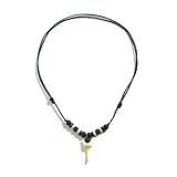 TIEGUANJIA Vintage Wax Rope Shark Tooth Pendant Necklace, Adjustable Ocean Fossil Pendant for Women, Men, Girls, Boys and Teens