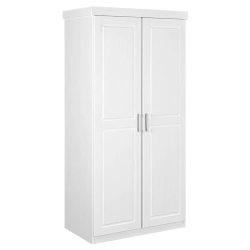 AltoBuy Alaska - Armoire 2 Portes + Penderie Bois Massif Vernis Blanc