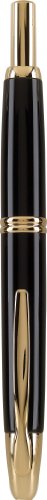 Pilot Vanishing Point Collection Refillable & Retractable Fountain Pen, Black Barrel With Gold Accents, Blue Ink, Broad Nib (60365) #TOP1