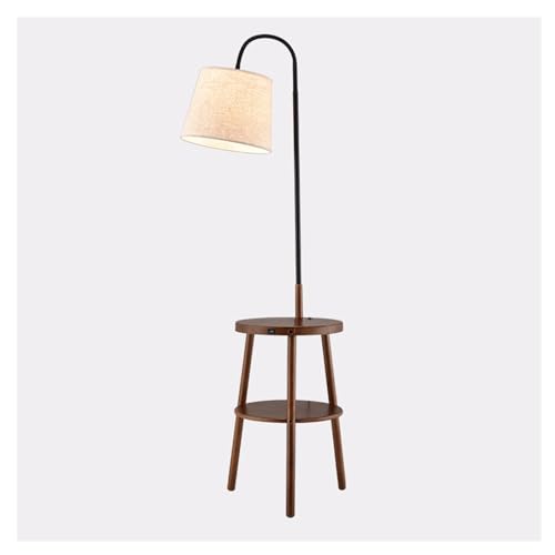 WQQYU6HKF Lámpara De Pie Lámpara de pie Arco Moderna con Mesa, Base Madera lámpara Bandeja, Estante Alto Curvo for oficinas, cafeterías, Salas Estar, dormitorios Lampara De Pie Salon(Bruin)