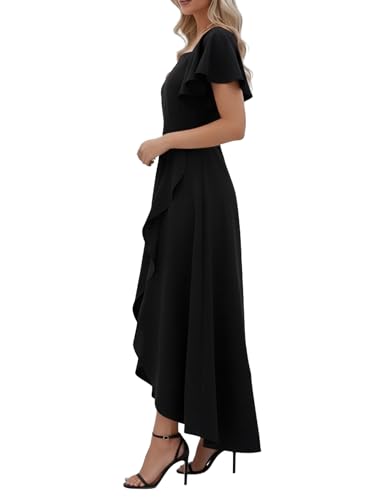 Image of LightlyKiss Women's Square Neck Backless Dress High Slit Wedding Guest Dress Formal Cocktail Party Dress