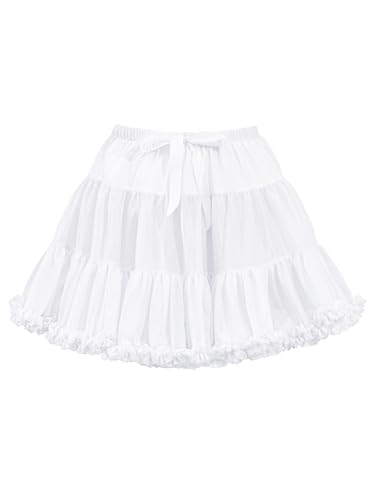 Wikoan Damen Petticoat Kurz Tüll Underskirt Puffy Tutu Rock 50er Retro Ballett Petticoat Abendkleider Brautkleider Petticoats Karneval Kostüm Weiß...