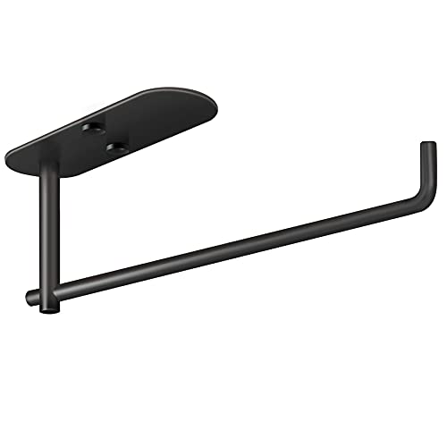 Image of VAEHOLD Self Adhesive Paper Towel Holder Under Cabinet Mount, Wall Mounted Paper Towel Roll Holder for Kitchen, Bathroom, Wall - SUS304 Stainless Steel (Black)