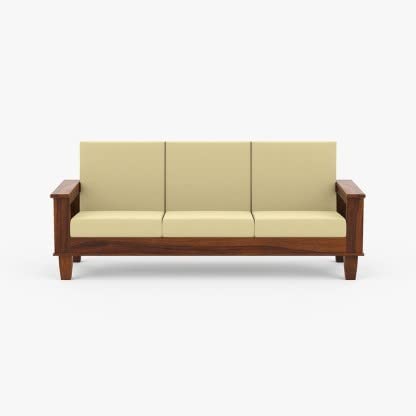 Image of K L FURNITURE Solid Sheesham Wooden 5 Seater Sofa Set For Living Room | 5 Seater Sofa | Sofa Set | Fabric 3 + 1 + 1 With Brown Finish For Living Room