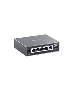 XikeStor 6-Port 2.5Gbit Web-Managed Ethernet-Switch, 5 x 2.5G RJ45 & 1 x SFP+ Ports, VLAN/QoS/STP/IGMP/LACP unterstützt, lüfterloser 2.5Gb Netzwerk-Switch für AP, VoIP-Telefon, IP-Kamera, NVR