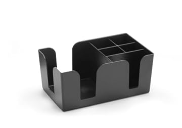 HENDI Organizzatore per bar, Bar Caddy, Organiser, 6 scomparti, pratico contenitore per cannucce, tovaglioli, agitatori e decorazioni per cocktail, 240x145x(H)105 mm, plastica ABS, nero