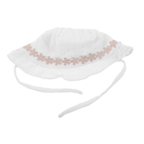 Wide Brim Sun Hat for Adjustable UV Protection Fisherman Hat for Summer Outdoor Activities Vacations and Beach Trips Cute Design for Year Old White