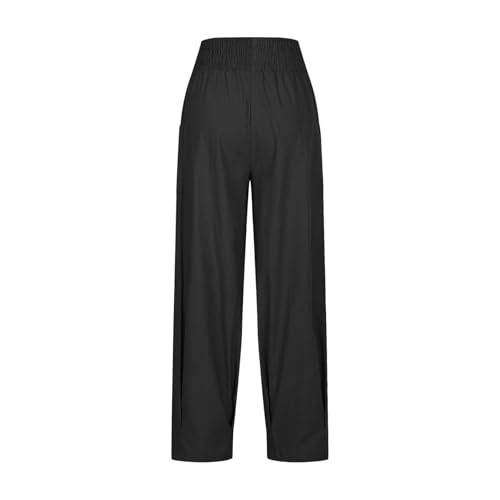 Womens Linen Boho Pants Summer Casual High Waisted Baggy Trousers Cargo Lounge Harem Pant 2025 Beach Vacation Outfits3