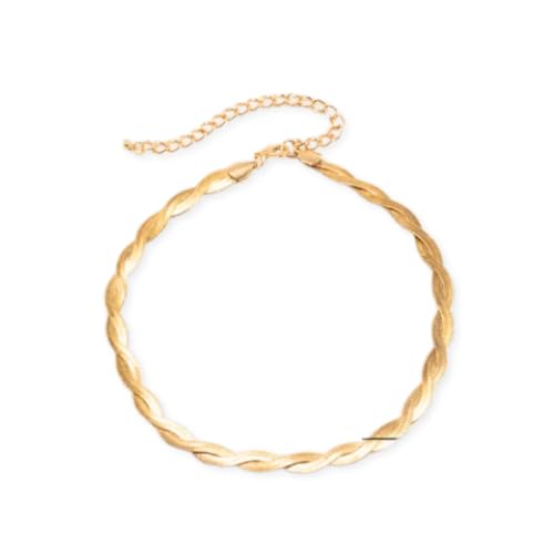 La Mejor Lista de Gargantillas Top 10. 49 Genérico Abc Style Gargantilla Trenzada de Chapa de Oro 18k Ajustable Elegante Diseño Joyeria Bisutería, grande