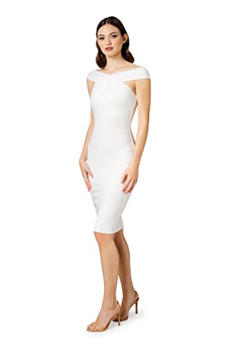 Image of Dress the Population Women's Maia Off Shoulder Low Neck Above Knee Bodycon Dress