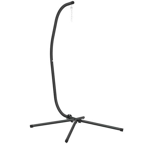 Outsunny Support de Fauteuil Suspendu, Support Chaise Suspendue, Base en X, Cadre en C, Cadre en métal Robuste, Charge Max. 150 kg, 128 x 105 x 205 cm, Noir