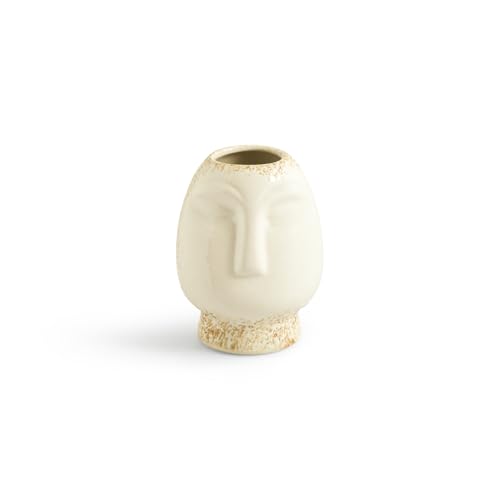 Image of ExclusiveLane 'Round Faces' Decorative Ceramic Flower Vase for Living Room Ceramic Vase for Home Decor Side Table Show Case Flower Vases Showpiece Gifts (Set of 2, 13.0 Cm, Handglazed Studio Pottery)