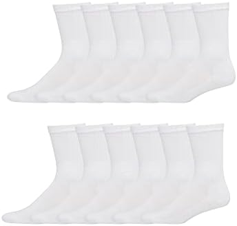 Hanes mens X-temp Cushioned Crew 12-pair Pack, Available in Big & Tall Casual Sock, White, 6 12 US