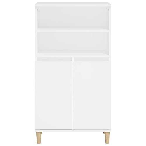 Aparador de madera blanco de 60x36x110 cm con 4 compartimentos 5