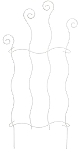KOTARBAU® Valla de jardín de Metal, Valla para Clavar en Tierra, Soporte para Plantas trepadoras, Blanca, Valla para Perros, Cerca Ondulada, Cercado Decorativo, Vallado, Panel de 48 cm, Borde