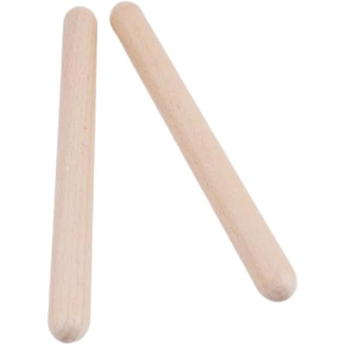 Wooden Claves Percussion Sticks Solid Hardwood Cylindrical Turned Body, Handheld Rhythm Sticks | Time Keeping Hand Percussion Instrument for Ensemble Performance, Acoustic Rhythm Practice