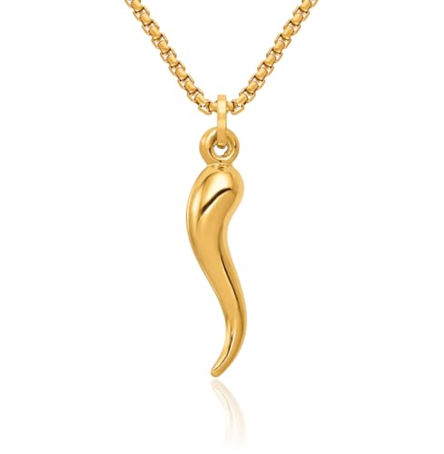 IceCarats 14K Solid Yellow Gold Cornicello Italian Horn Necklace Lucky Protection Amulet Pendant Chilli Pepper Charm