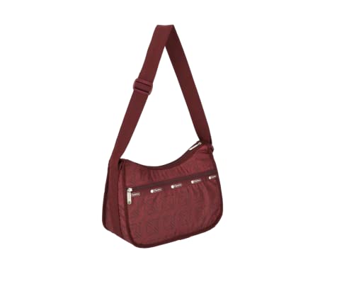 LeSportsac Le Logo De Luxe Claret Classic Hobo Crossbody Bag + Cosmetic Bag, Style 7520/Color E471, LS Monogram Logos, Modern Tonal Cranberry/Pomegranate Red Jewel-Tone Logo Chic Status Bag3