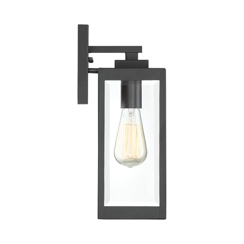 Image of Quoizel Westover 14 inch Outdoor Wall Sconce, 1-Light Earth Black with Clear Beveled Glass, E26 Base, Wet Rated