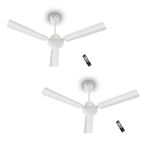 Image of DIGISMART Storm BLDC Ceiling Fan with Remote, 28W Energy Efficient, 225 CMM Air Delivery, 65% Power Saving, Low Noise, Reverse Mode, Smart Memory, 3 Blade Ceiling Fan 5 Year Warranty Pack of 2 (White)