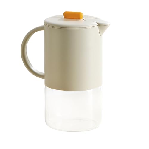 Jarra de cristal para zumos, jarra de vidrio de 1500 ml con tapa y asa, dispensador de bebidas para bebidas calientes/frías, almacenamiento de líquidos, refrigerador, café, cócteles, fiesta de leche