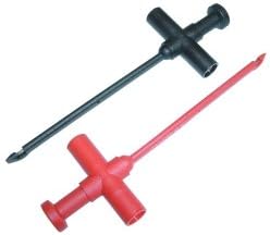 E-Z-HOOK Insulation-Piercing Macro Test Hook w/ (2) Standard (4 mm) Banana Sockets - Set of 2: Red, Black (XEL R/B)