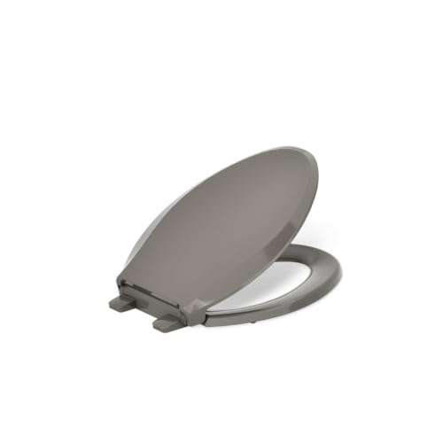 Image of KOHLER 4636-RL-K4 Cachet ReadyLatch Elongated Toilet Seat Slow Close, Soft Close Toilet Seat Quiet Lid, Contoured Grip-Tight Bumpers Installation Hardware, Apartment Essentials, Cashmere